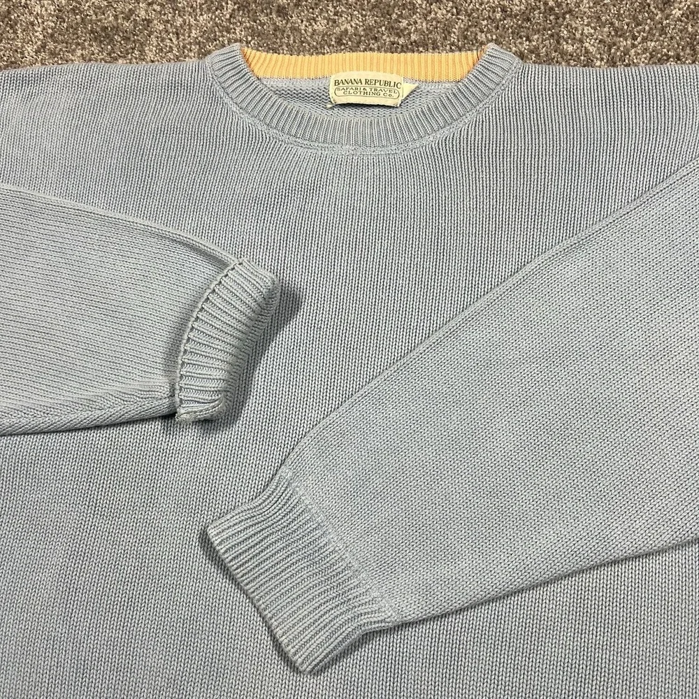 Vtg 80s Banana Republic Safari & Travel Knit Sweater Fair Isle Silk Cotton Blend